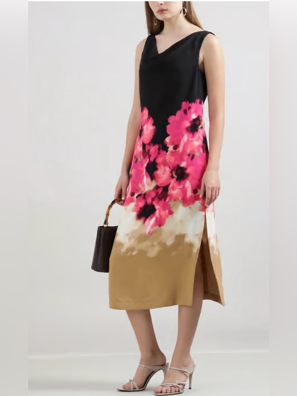 DKNY MULTI FLORAL REGULAR FIT MIDI DRESS Size 6 Women's NEW WITH TAGS